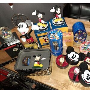 Very Vintage FABULOUS Mickey Mouse Watches, Bobble Heads, Weight, Cologne, Pins